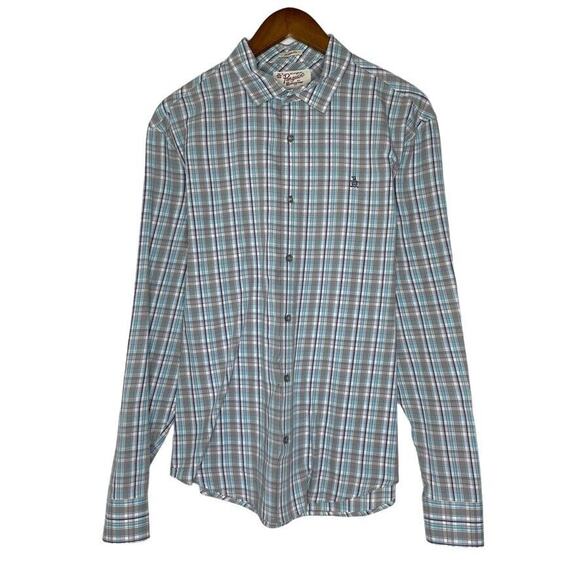 Penguin Original Blue White Plaid Long Sleeve Button Shirt Size Large Men’s - Picture 1 of 10